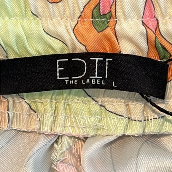 NWT EDIT THE LABEL WIDE LEG RETRO GROOVY PULL ON PANT SZ L SIDE BACK POCKETS - Picture 8 of 14